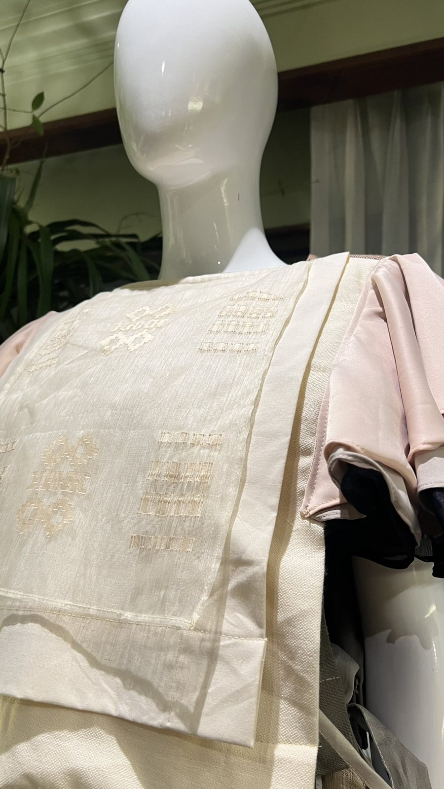 BIB TOP IN CHAMPAGNE WITH SUKSUK BARONG AND MALANDI SLEEVES