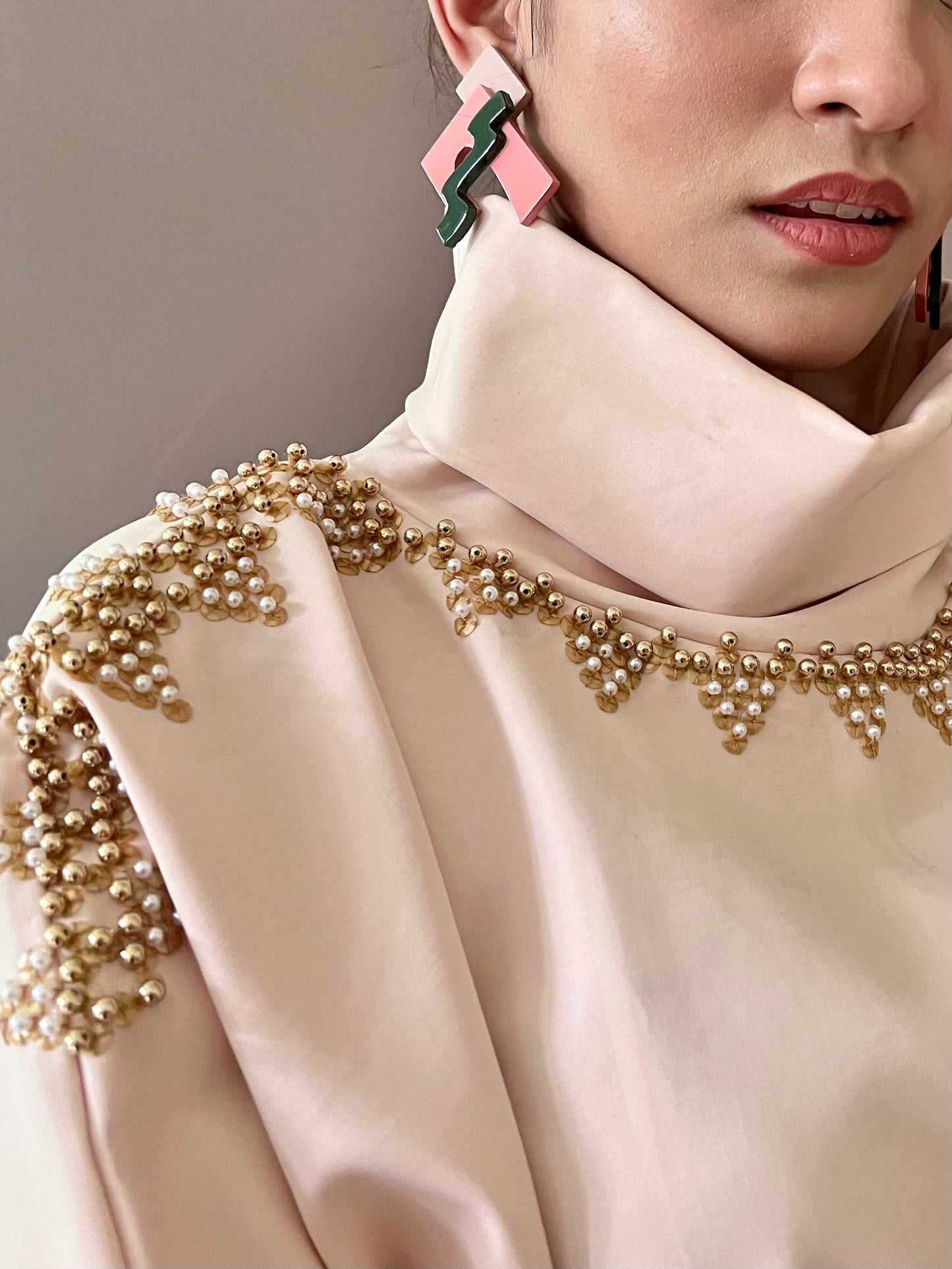 Pink Pearl Turtleneck Square Premium Top