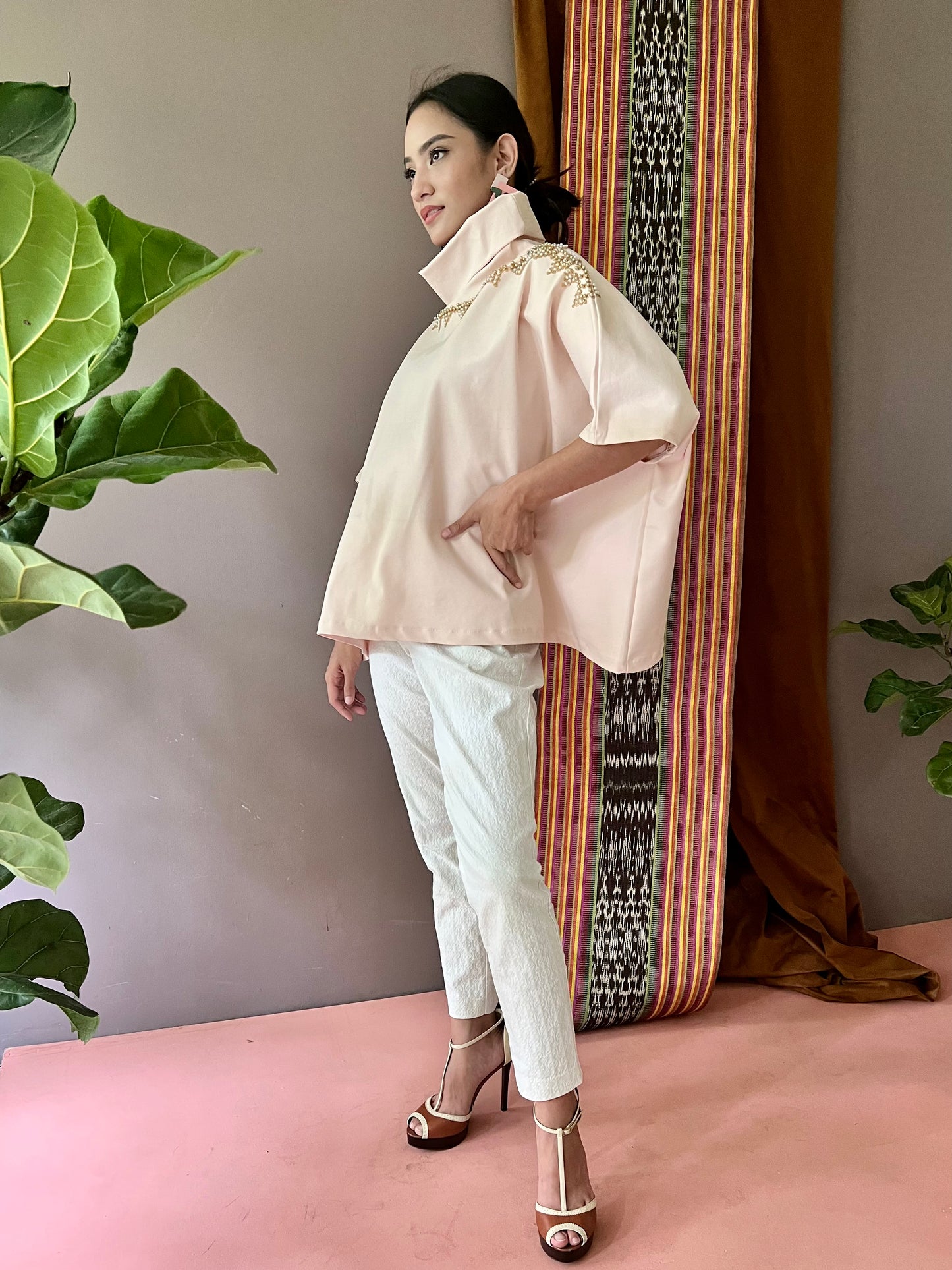 Pink Pearl Turtleneck Square Premium Top