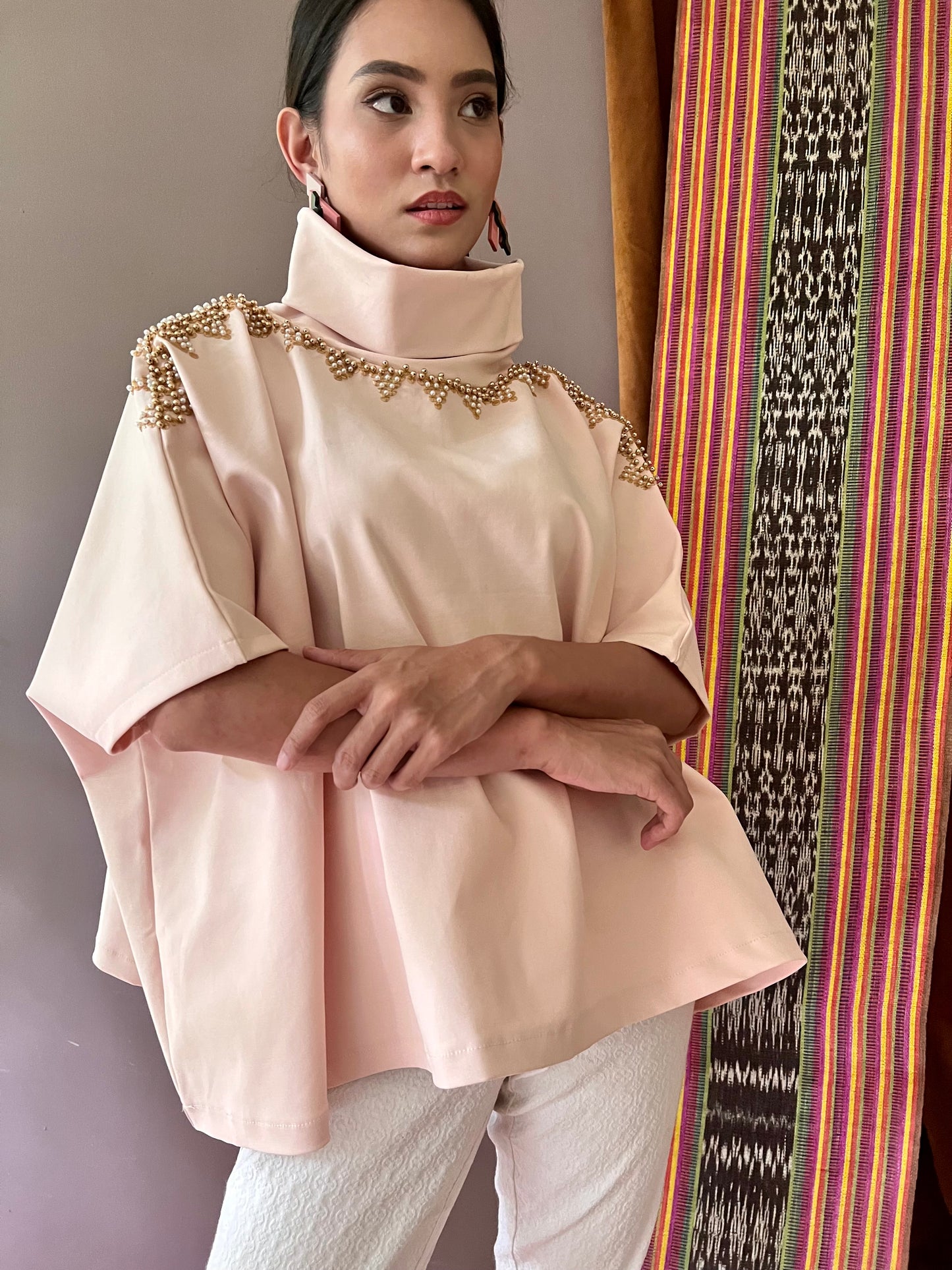 Pink Pearl Turtleneck Square Premium Top