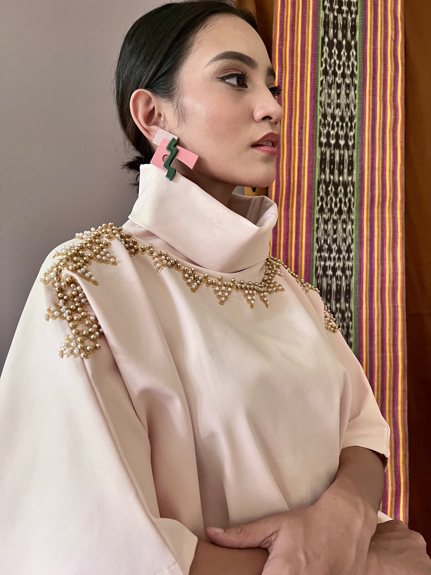 Pink Pearl Turtleneck Square Premium Top