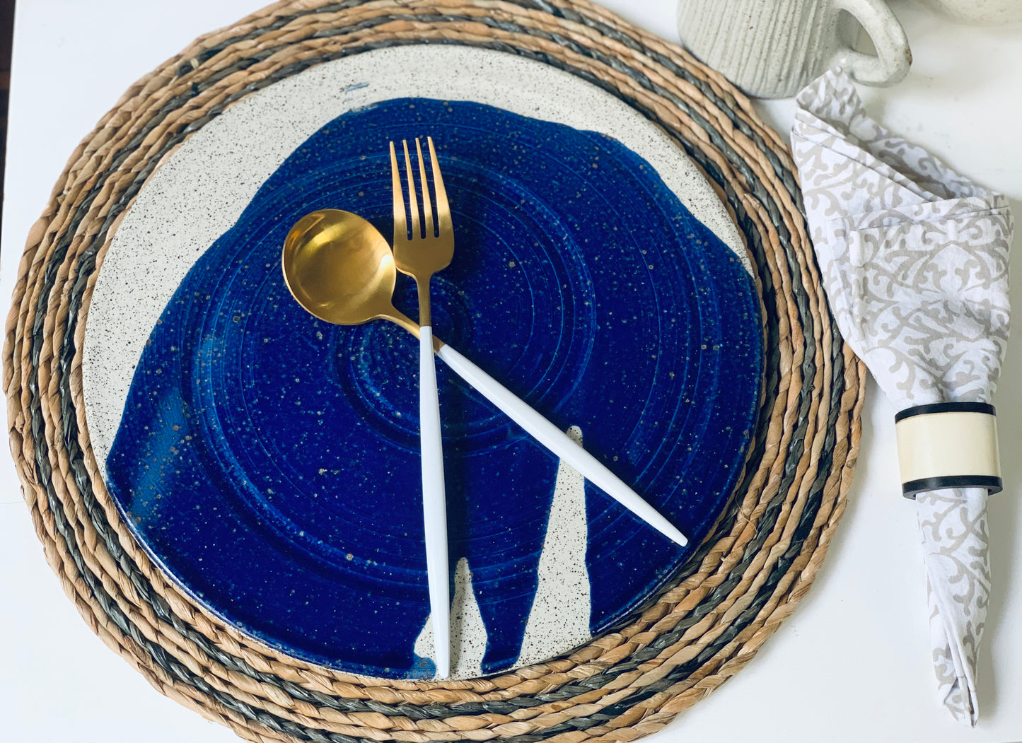 Cobalt Blue Stoneware Dinner Plate