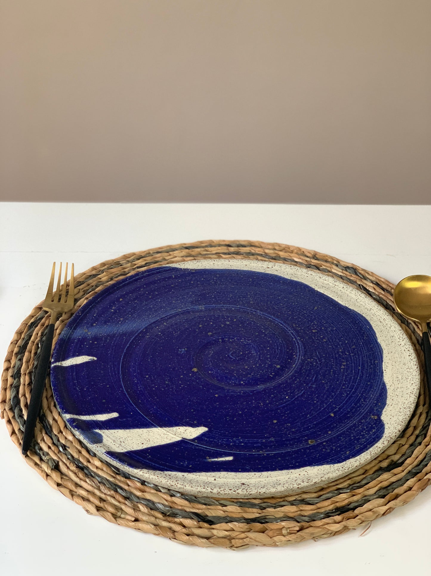 Cobalt Blue Stoneware Dinner Plate