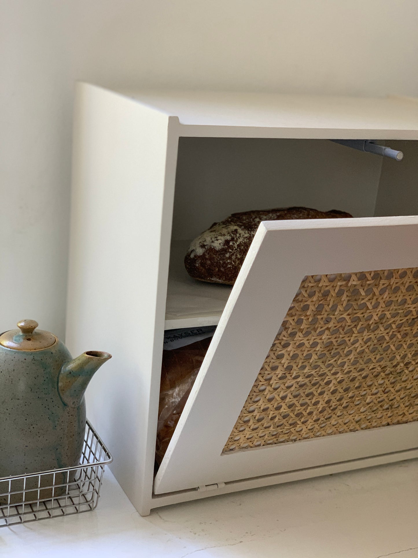 Solihiya Bread Box in White Duco Paint Finish
