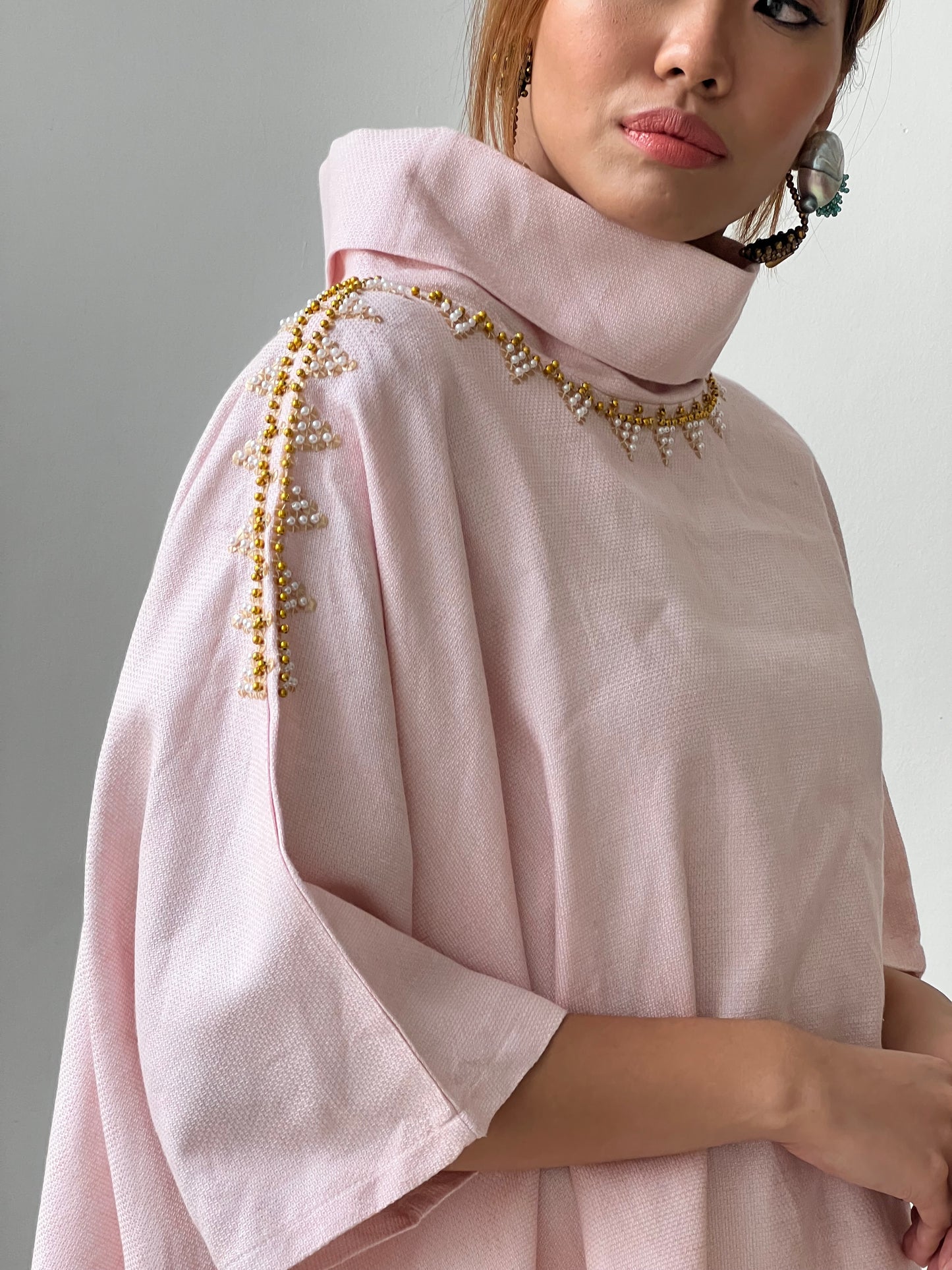 Pink Pearl Turtleneck Square Premium Top