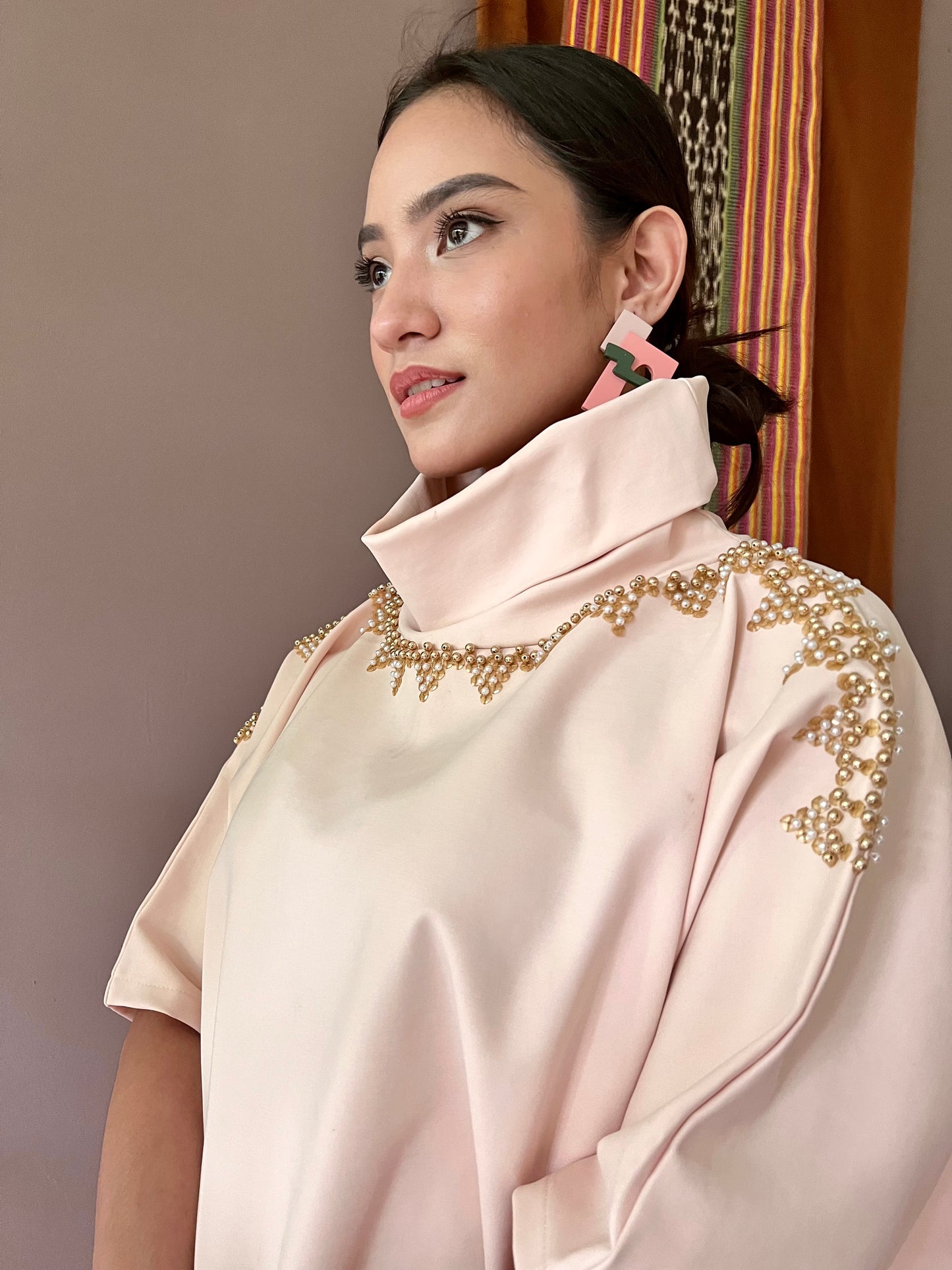Pink Pearl Turtleneck Square Premium Top