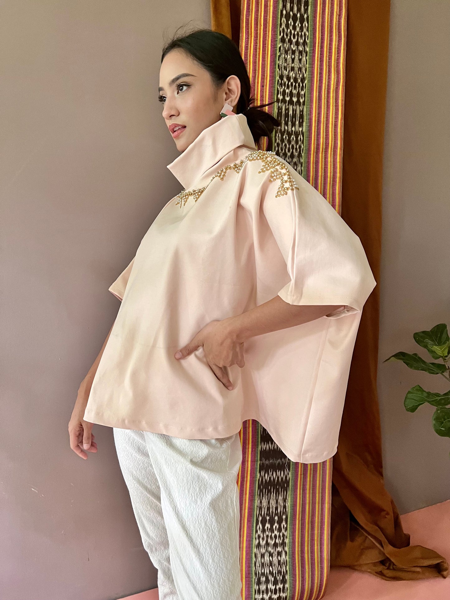 Pink Pearl Turtleneck Square Premium Top
