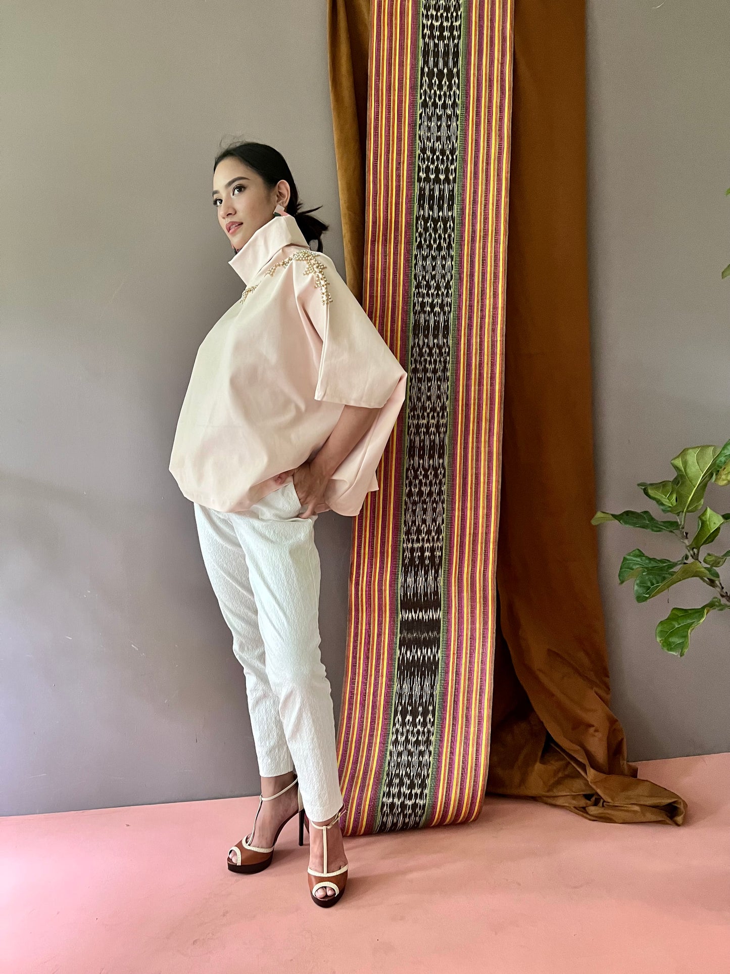 Pink Pearl Turtleneck Square Premium Top