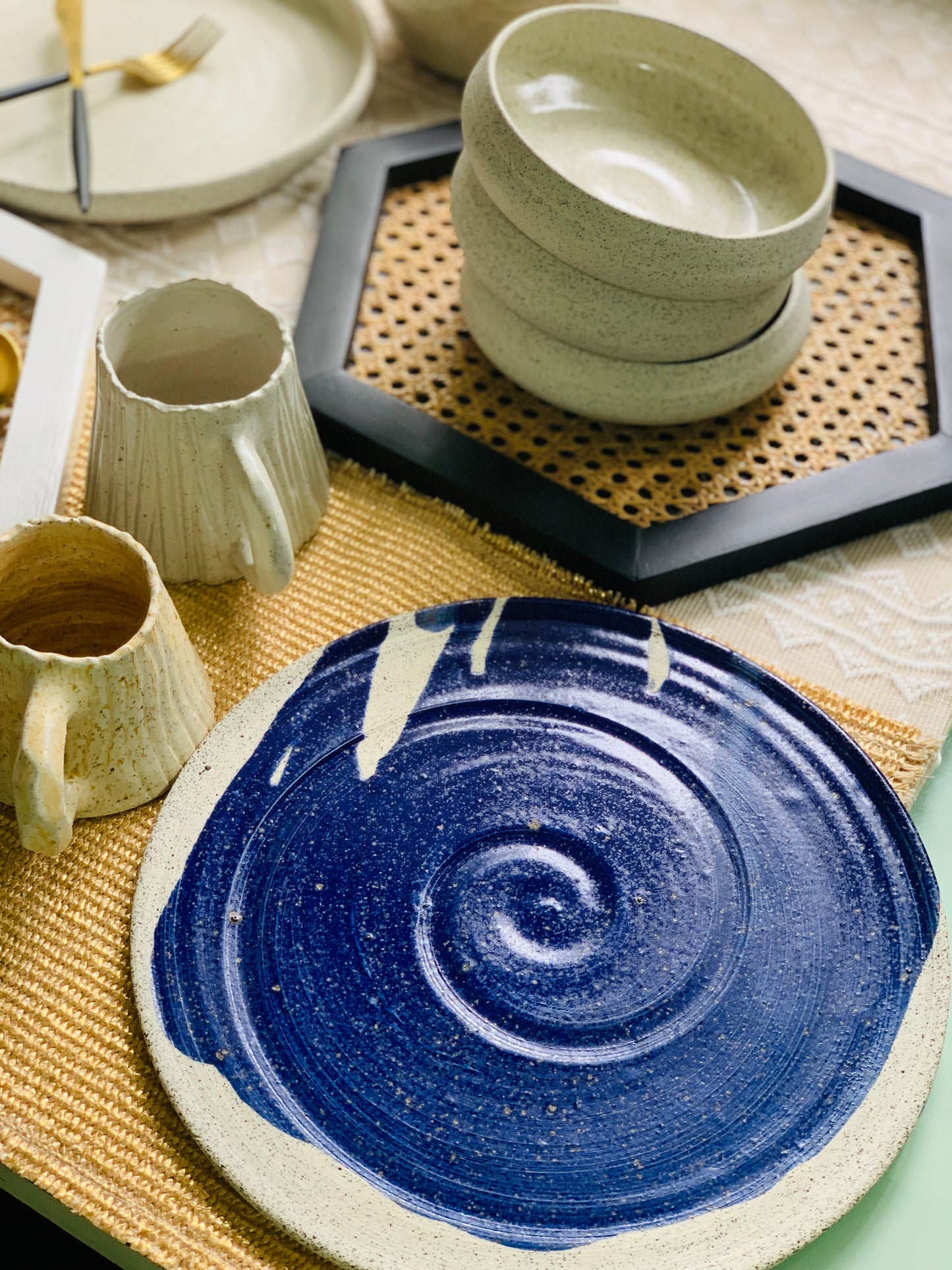 Cobalt Blue Stoneware Dinner Plate