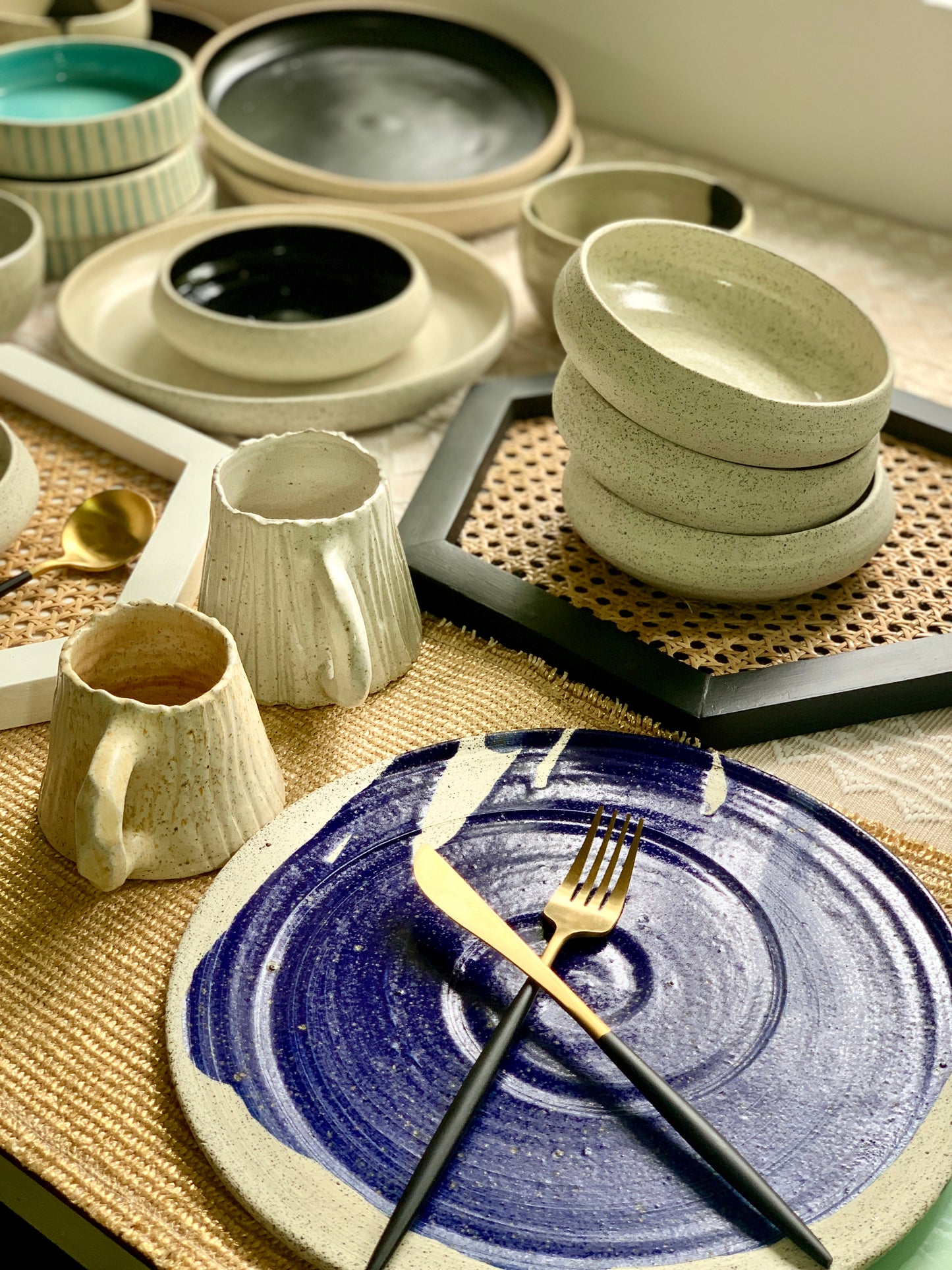 Cobalt Blue Stoneware Dinner Plate
