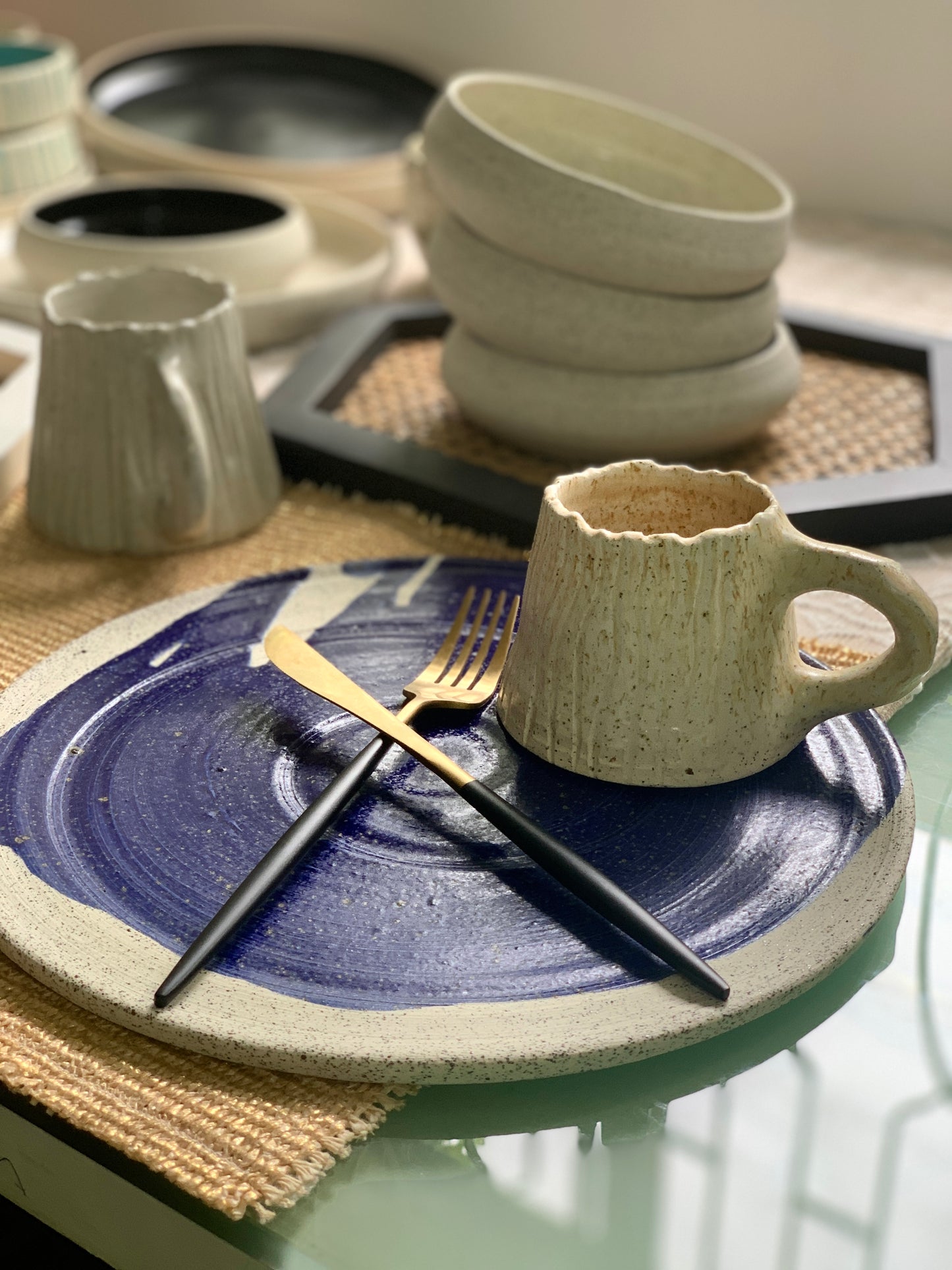 Cobalt Blue Stoneware Dinner Plate