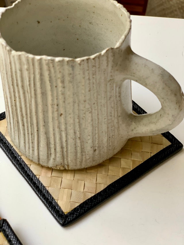 Set of 4 Pandan Coaster with Leatherette Lining