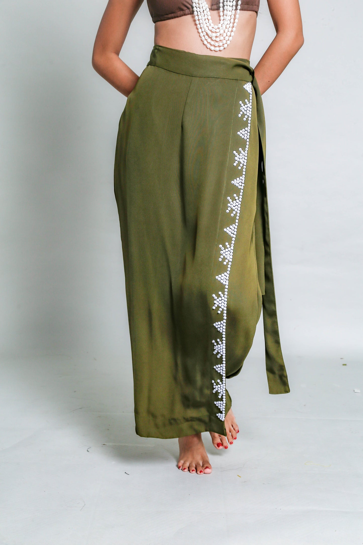 Lakwatsa Wrap Pants Handwoven by T'boli Tribe in Olive Green