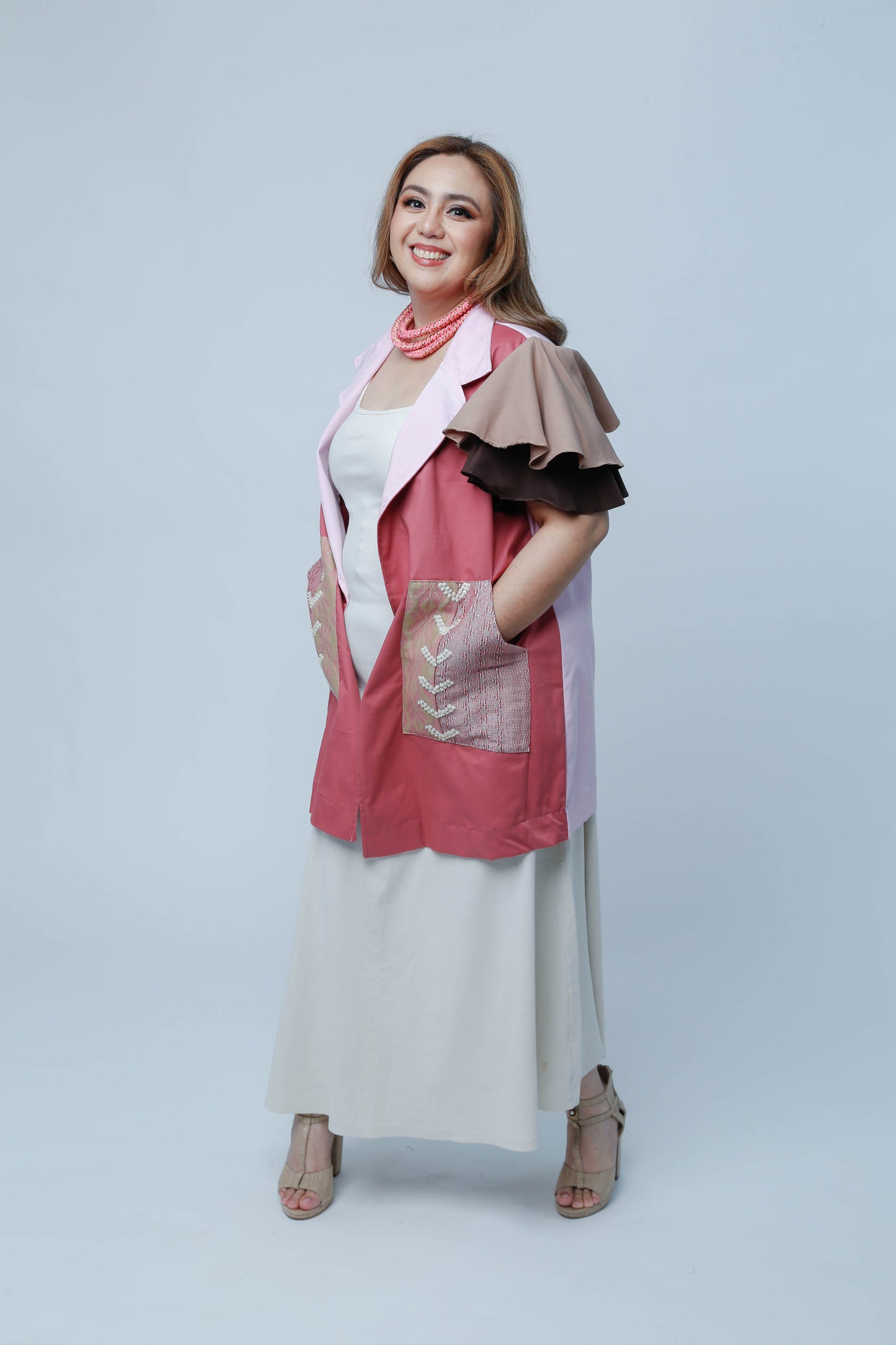 Panganay Trench Coat in Salmon