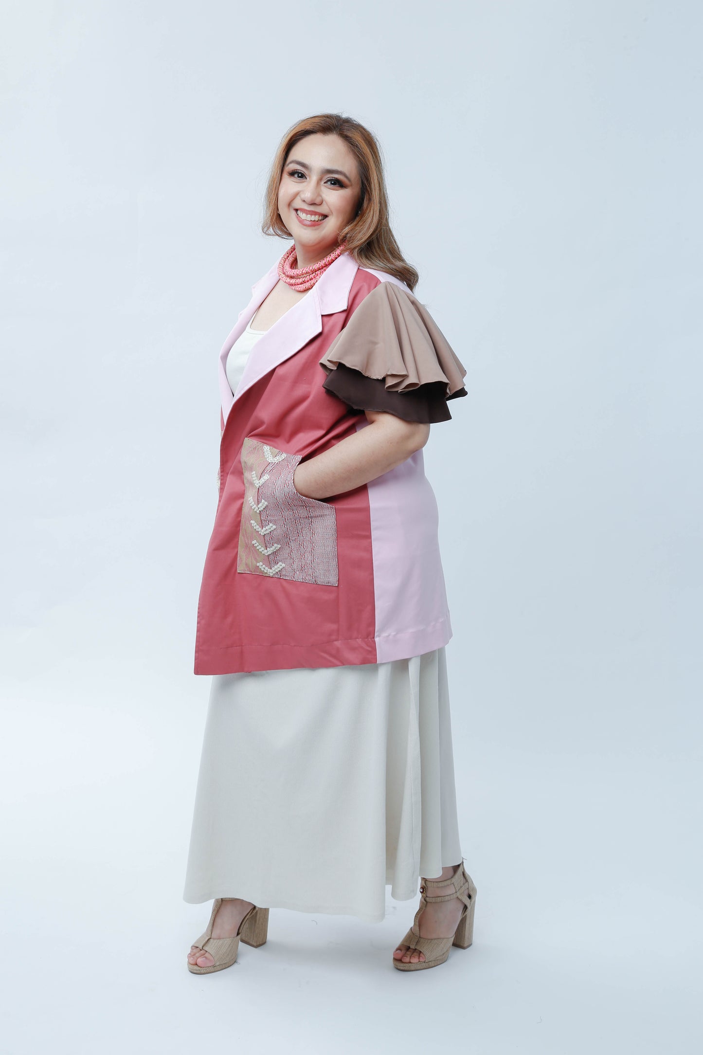 Panganay Trench Coat in Salmon