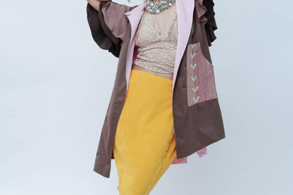 Panganay Long Vest in Brown Kalinga Weave NY