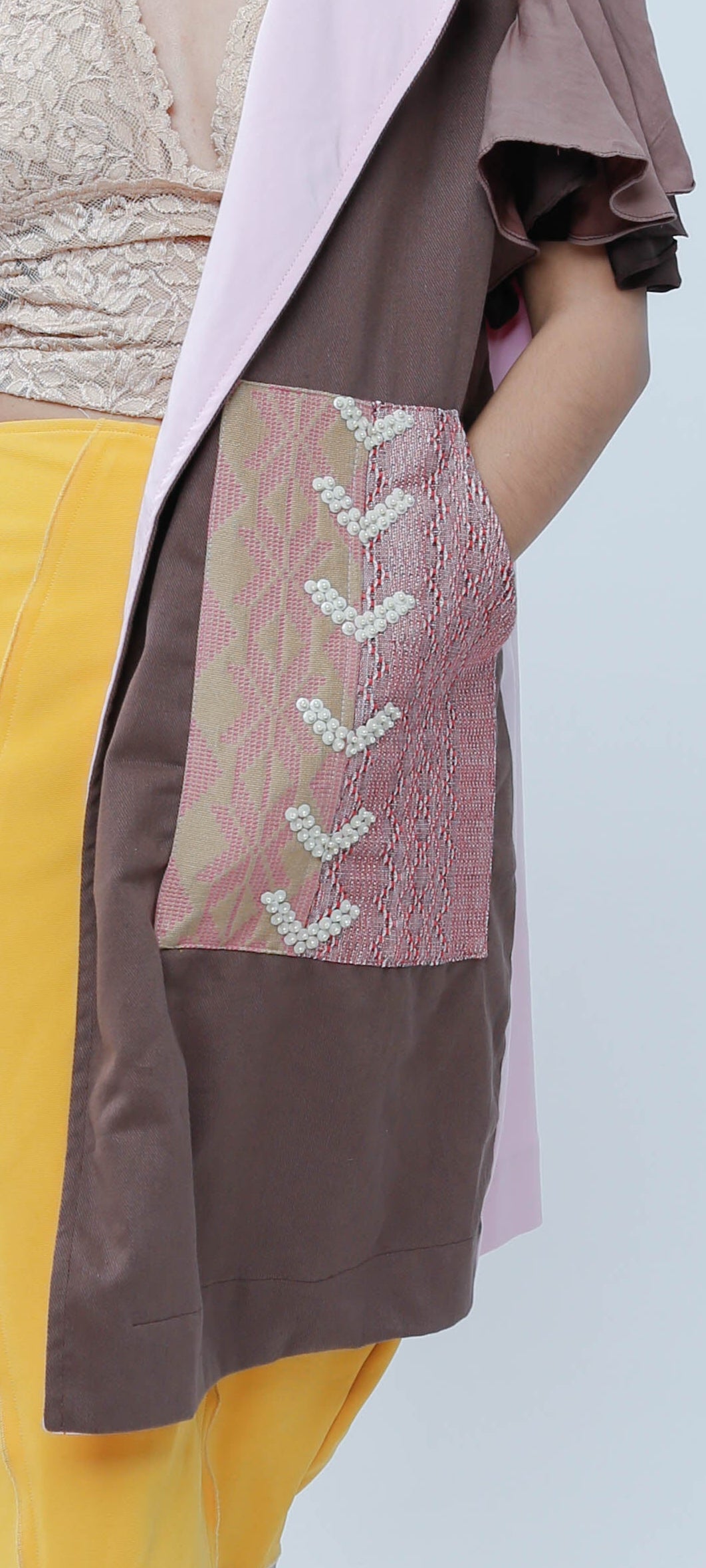 Panganay Long Vest in Brown Kalinga Weave NY