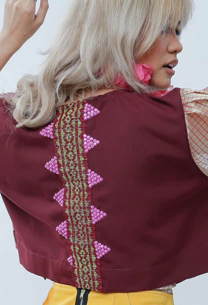 Two Way Blusa Maroon with Langkit of Marawi