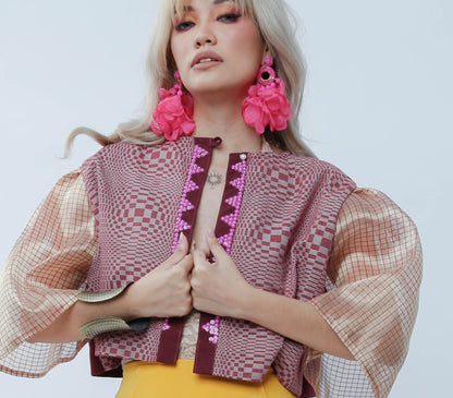 Two Way Blusa Maroon with Langkit of Marawi