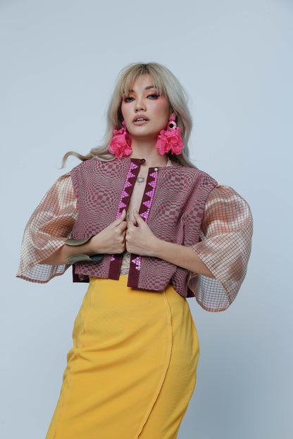 Two Way Blusa Maroon with Langkit of Marawi