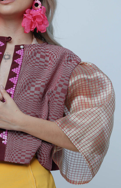 Two Way Blusa Maroon with Langkit of Marawi