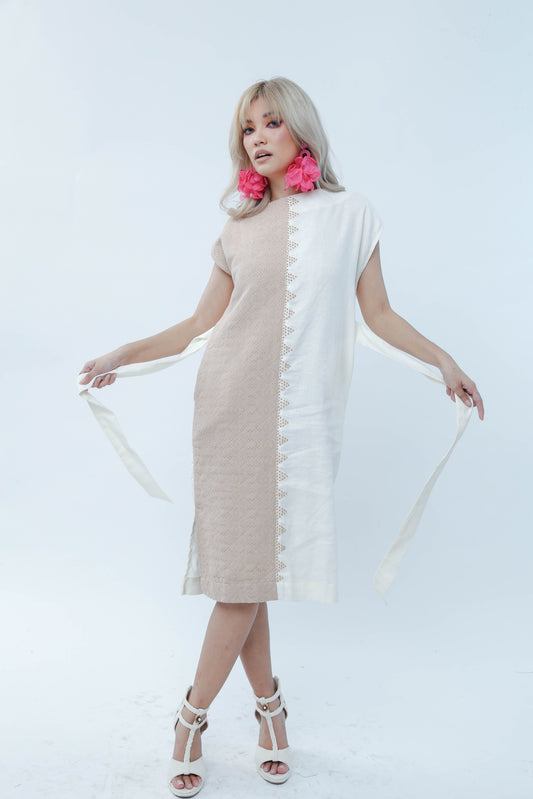 Doble Kara Two Toned Free Size Dress in Kalinga Weave