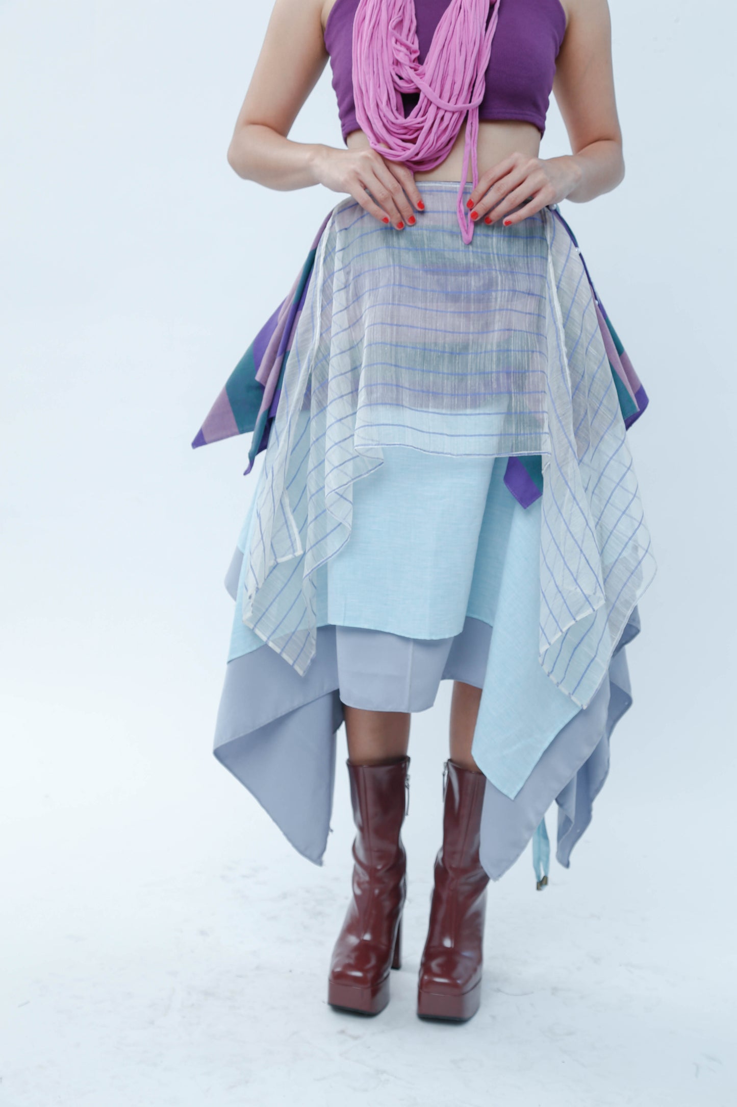 Freestyle Skirt with Kantarines and Purple Stripe Pina
