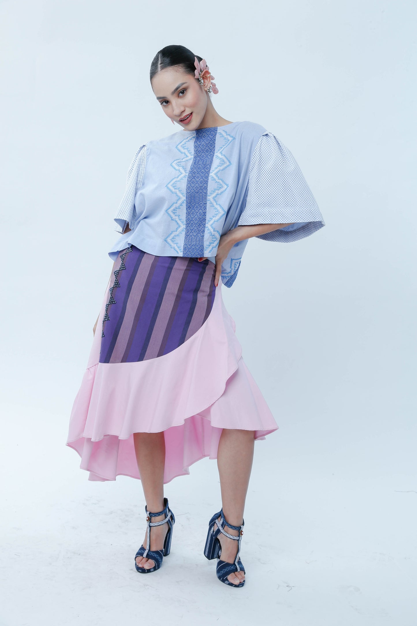 Alon Top with Blue Nesif Embroidey