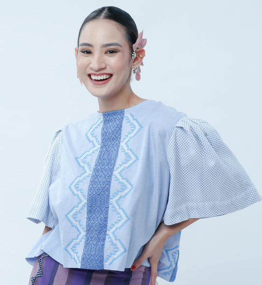 Alon Top with Blue Nesif Embroidey