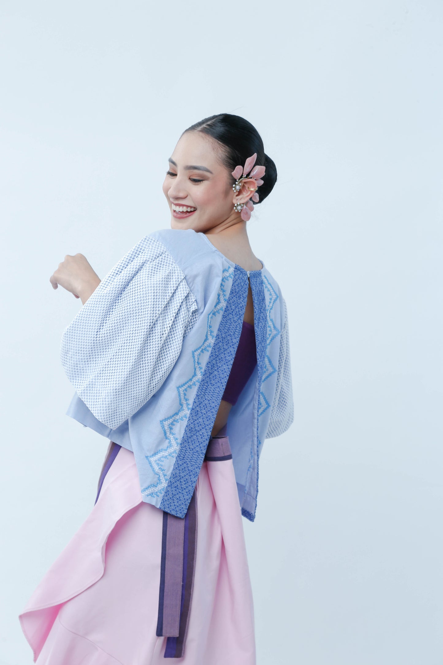 Alon Top with Blue Nesif Embroidey