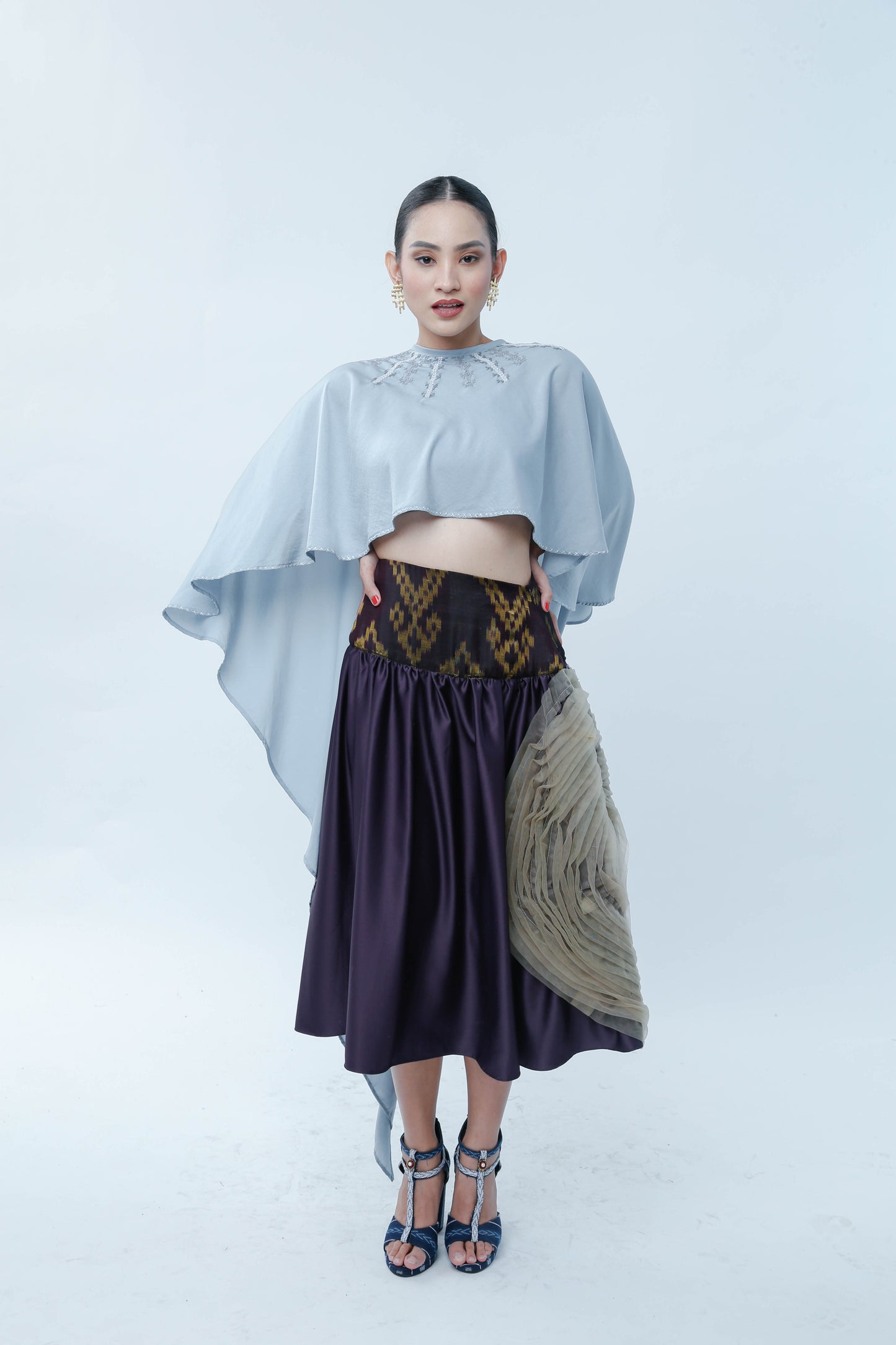 Agaw Pansin Cape in Charmeuse Blue