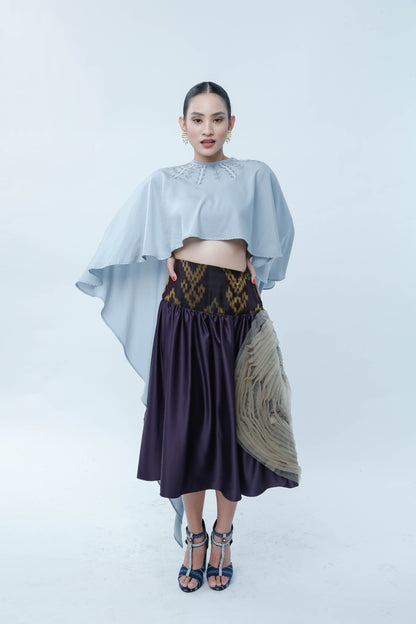 Agaw Pansin Cape in Charmeuse Blue