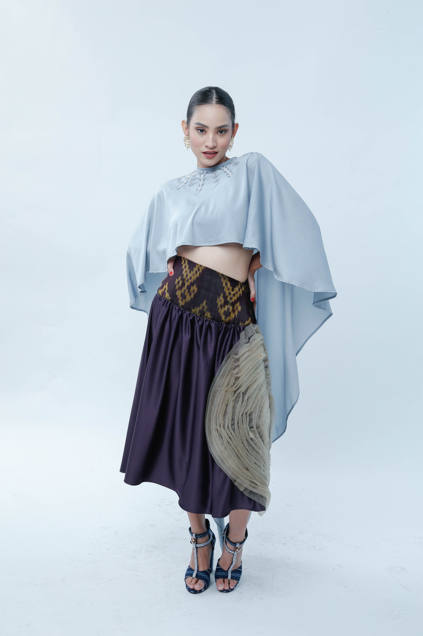 Agaw Pansin Cape in Charmeuse Blue