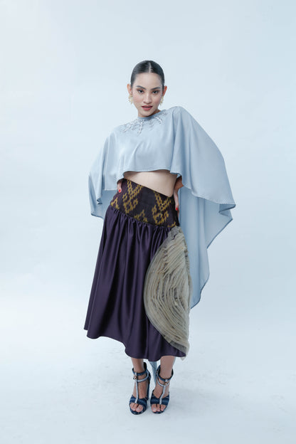 Agaw Pansin Cape in Charmeuse Blue