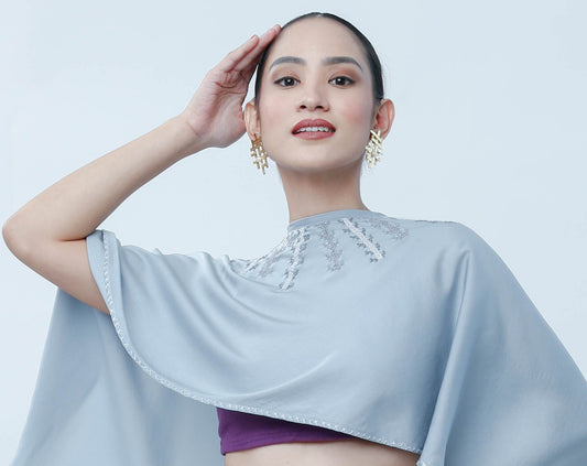Agaw Pansin Cape in Charmeuse Blue