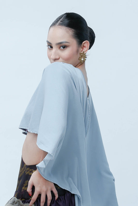 Agaw Pansin Cape in Charmeuse Blue