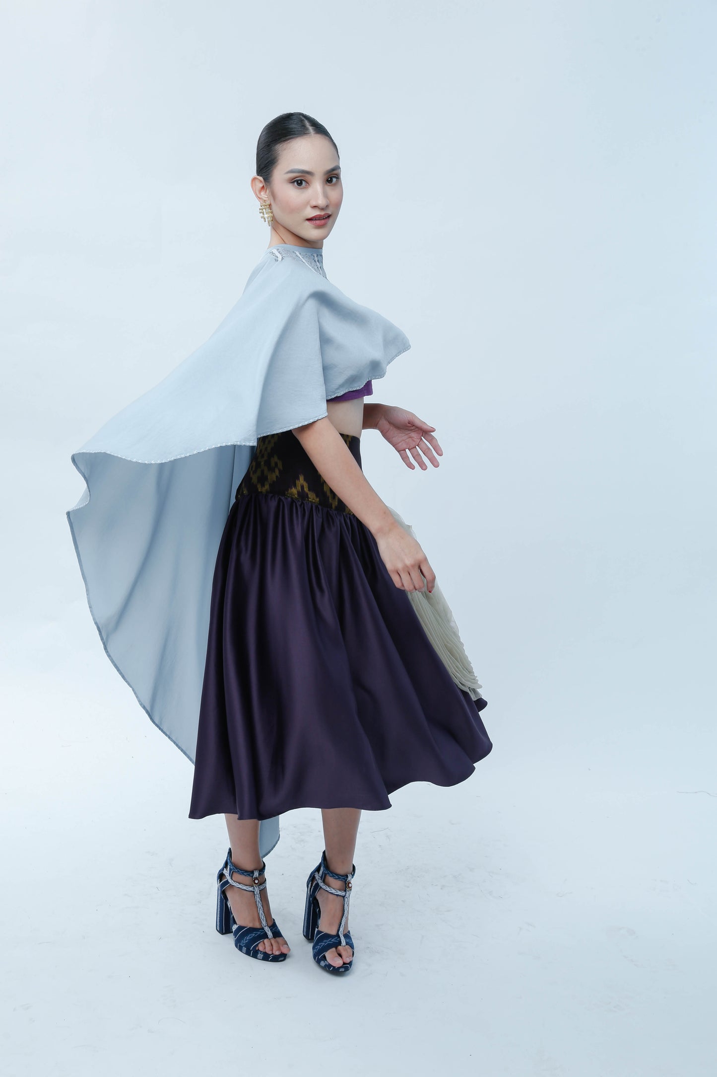 Agaw Pansin Cape in Charmeuse Blue