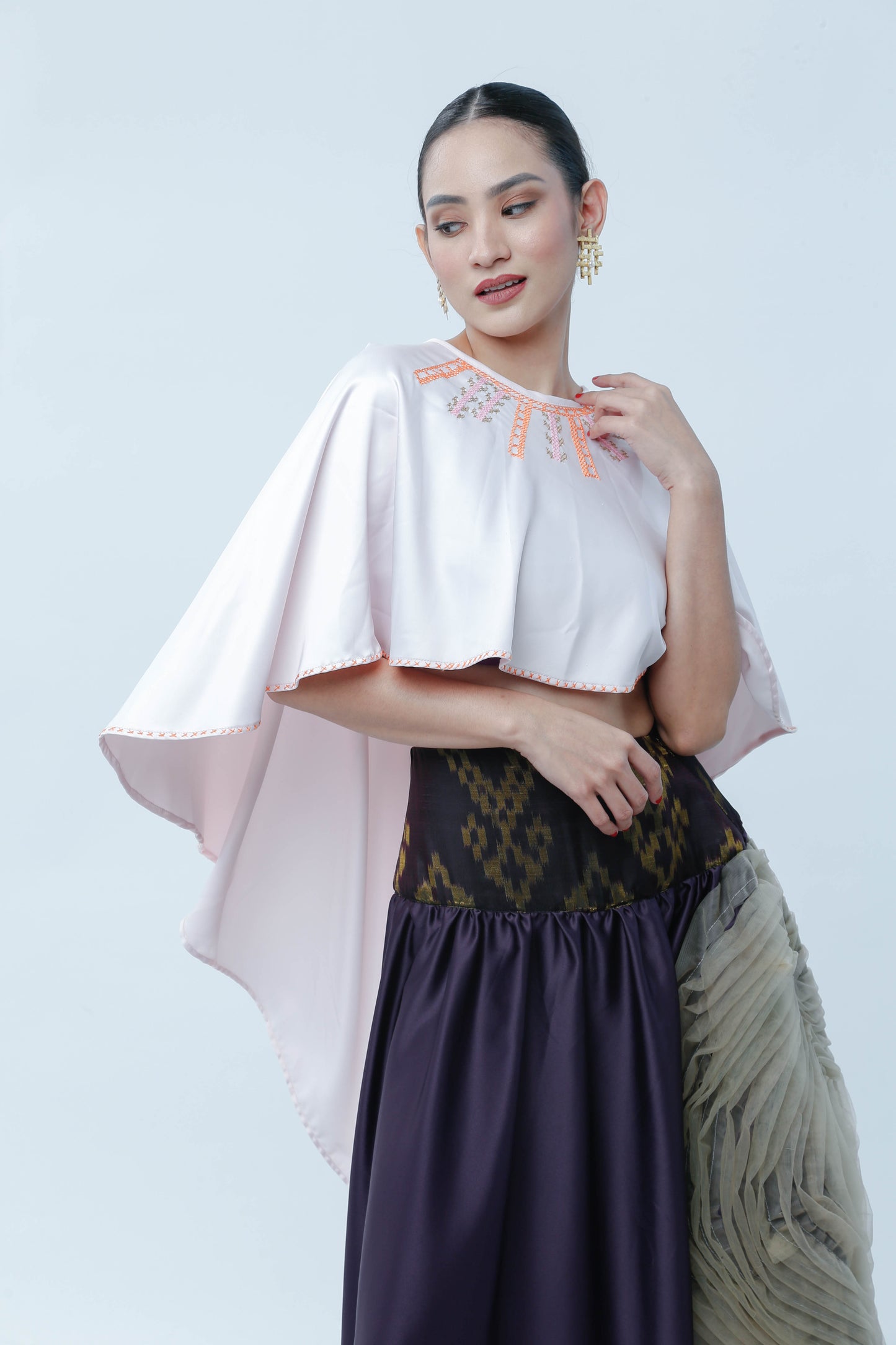 Agaw Pansin Cape in Charmeuse Blue