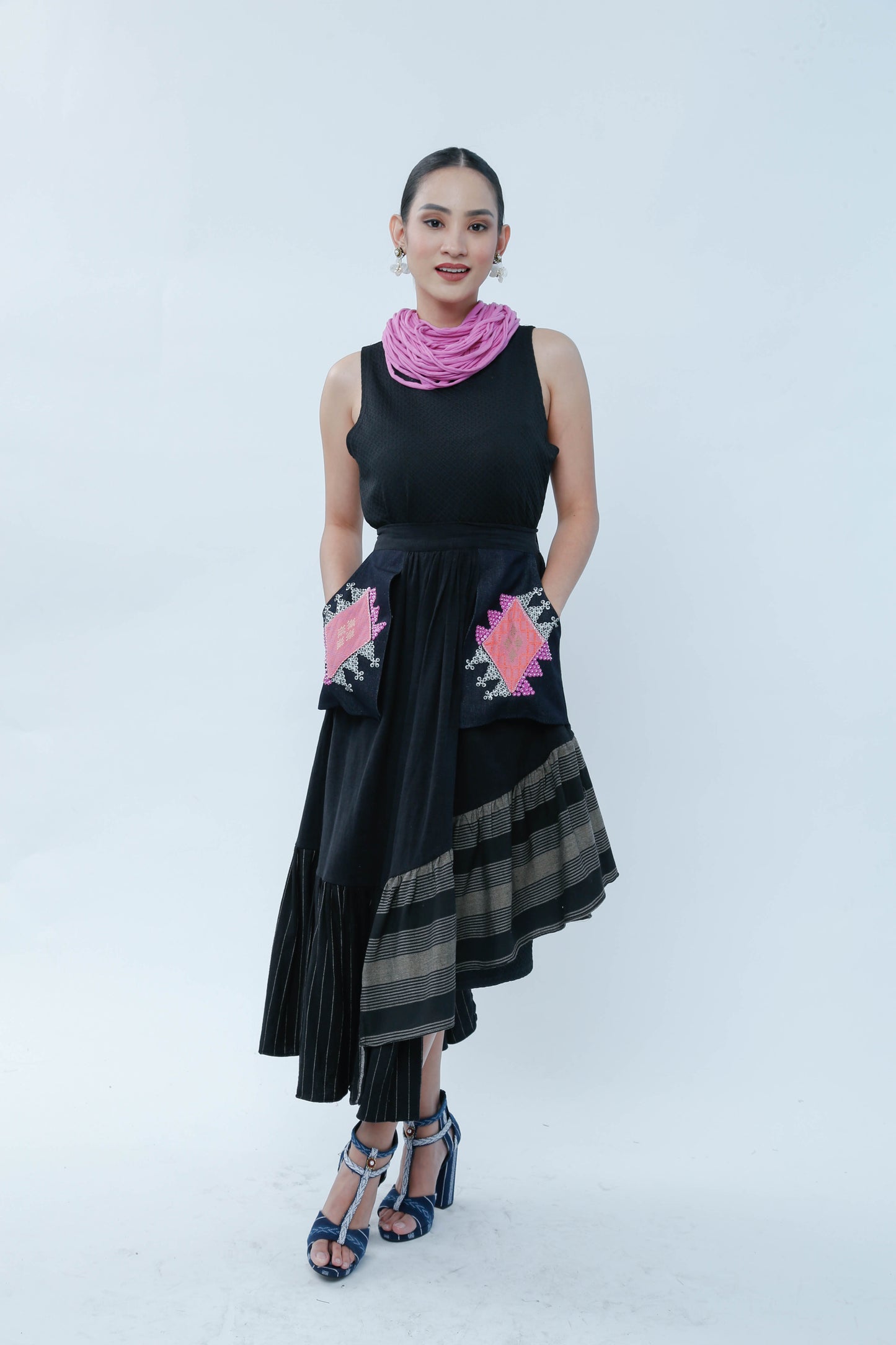 Manila Skirt in Black with Yakan Pocket