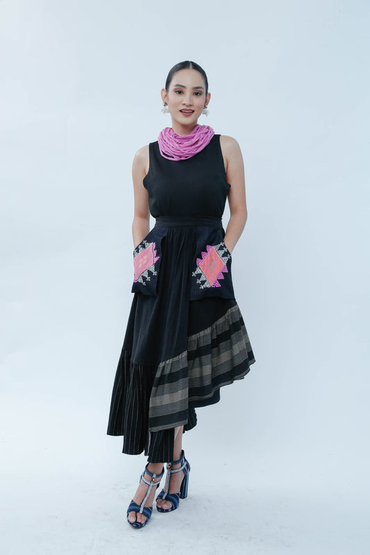 Manila Skirt in Black with Yakan Pocket