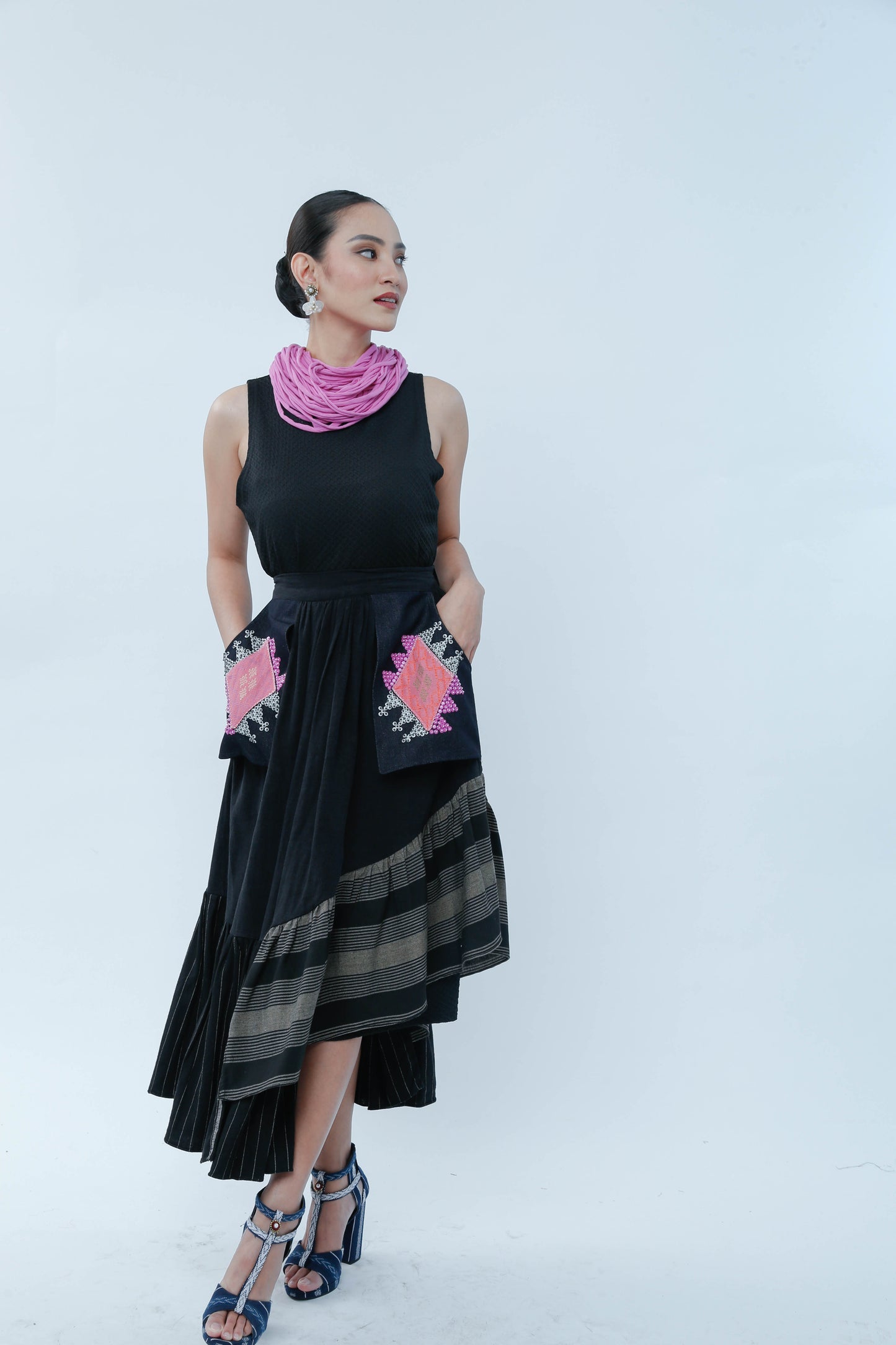 Manila Skirt in Black with Yakan Pocket