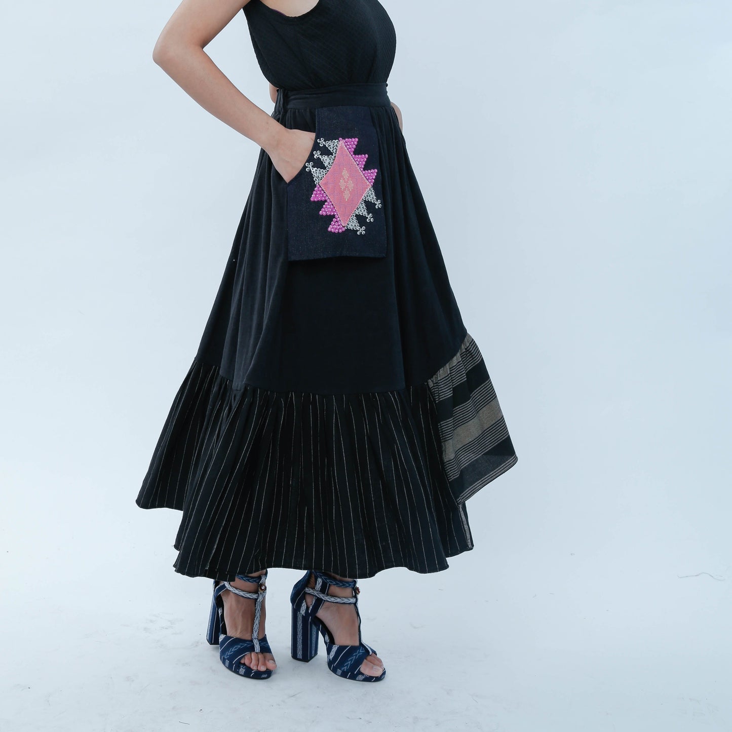 Manila Skirt in Black with Yakan Pocket