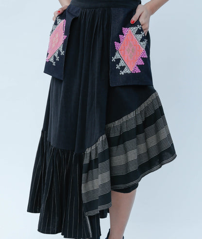 Manila Skirt in Black with Yakan Pocket