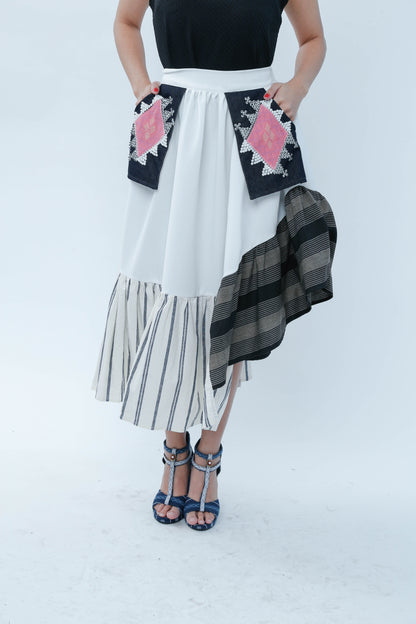 Manila Skirt in White with Yakan Pocket