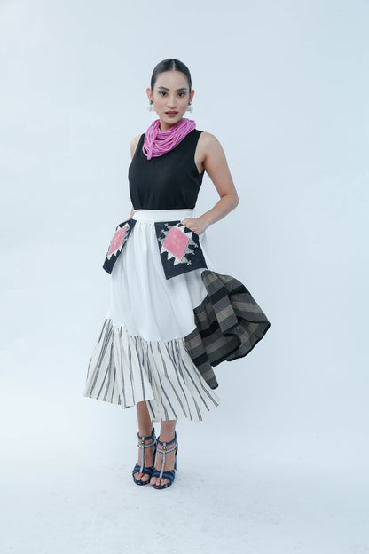 Manila Skirt in White with Yakan Pocket