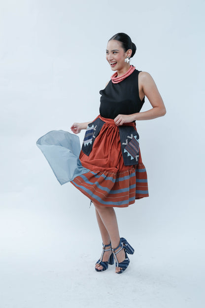 Rust Orange Manila Skirt with Yakan Pocket