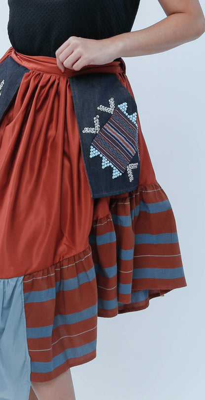 Rust Orange Manila Skirt with Yakan Pocket