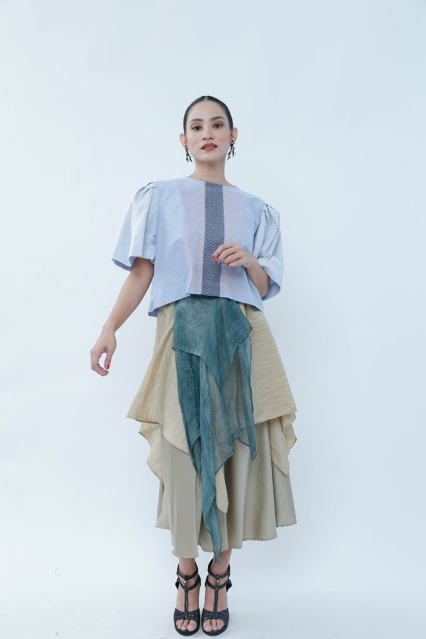 Patong Patong Skirt With Blue Green Piña Flap