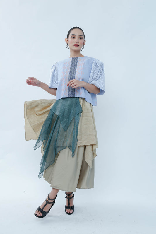 Patong Patong Skirt With Blue Green Piña Flap