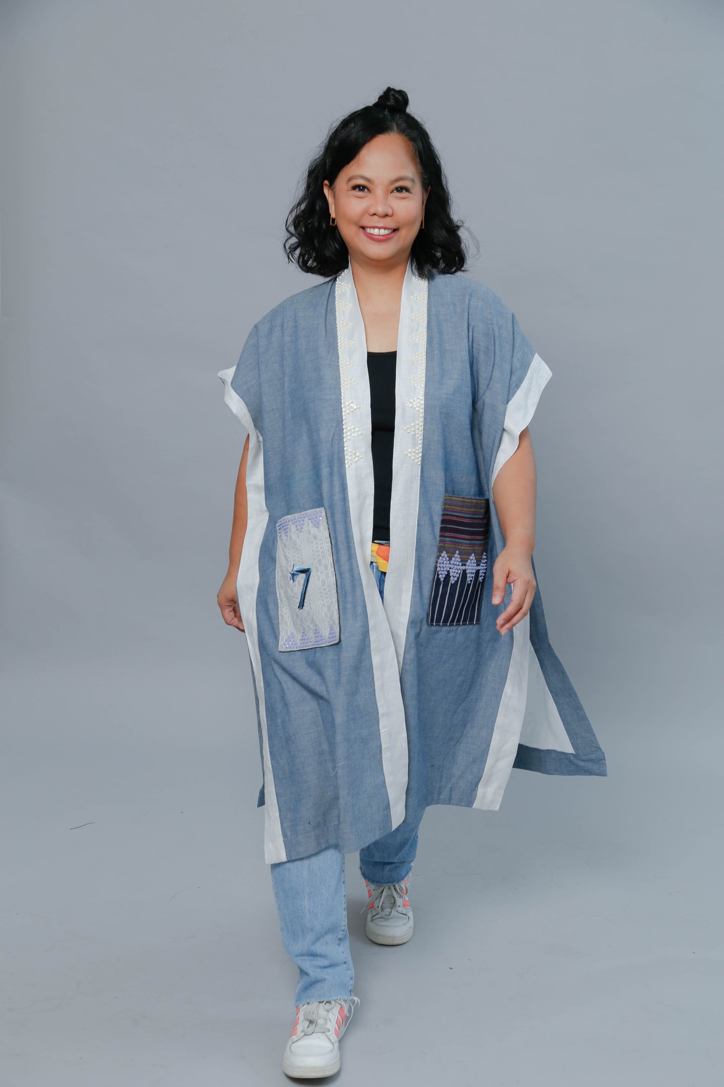 Glamorosa Poncho in Denim Chambray